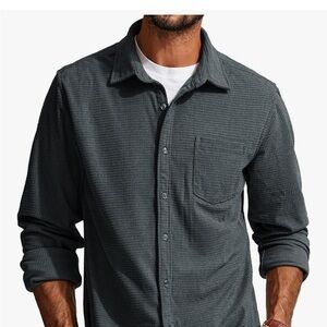 Men's Casual Button Down Shirt - Dark Gray